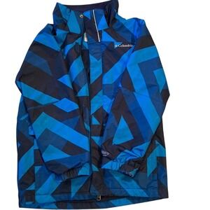 Columbia Kids Blue Geometric Pattern Winter Jacket Hooded